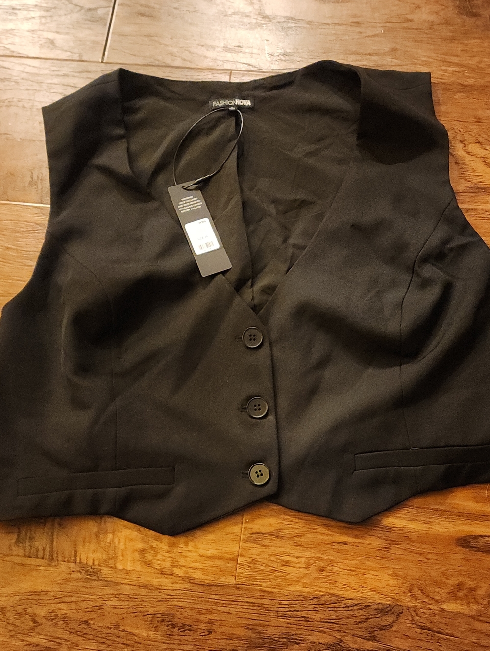 Cropped Black Vest - 3X - NWT